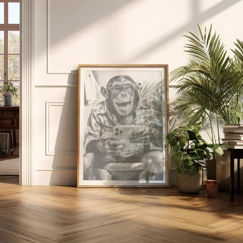 Laughing Monkey with Selfie | Dot Painting Kit finished dot painting artwork