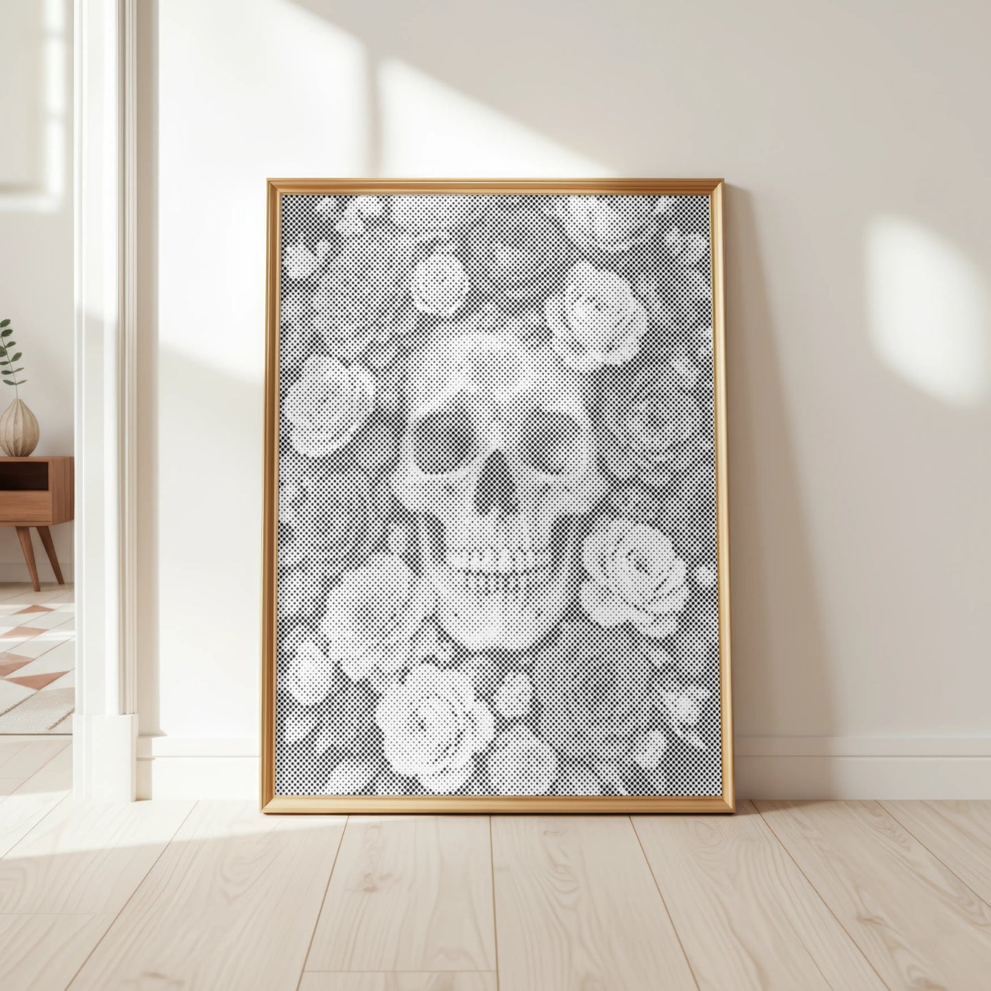 Skull in a Sea of Roses | Dot Painting Kit