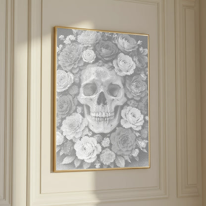 Skull in a Sea of Roses | Dot Painting Kit