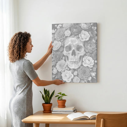 Skull in a Sea of Roses | Dot Painting Kit