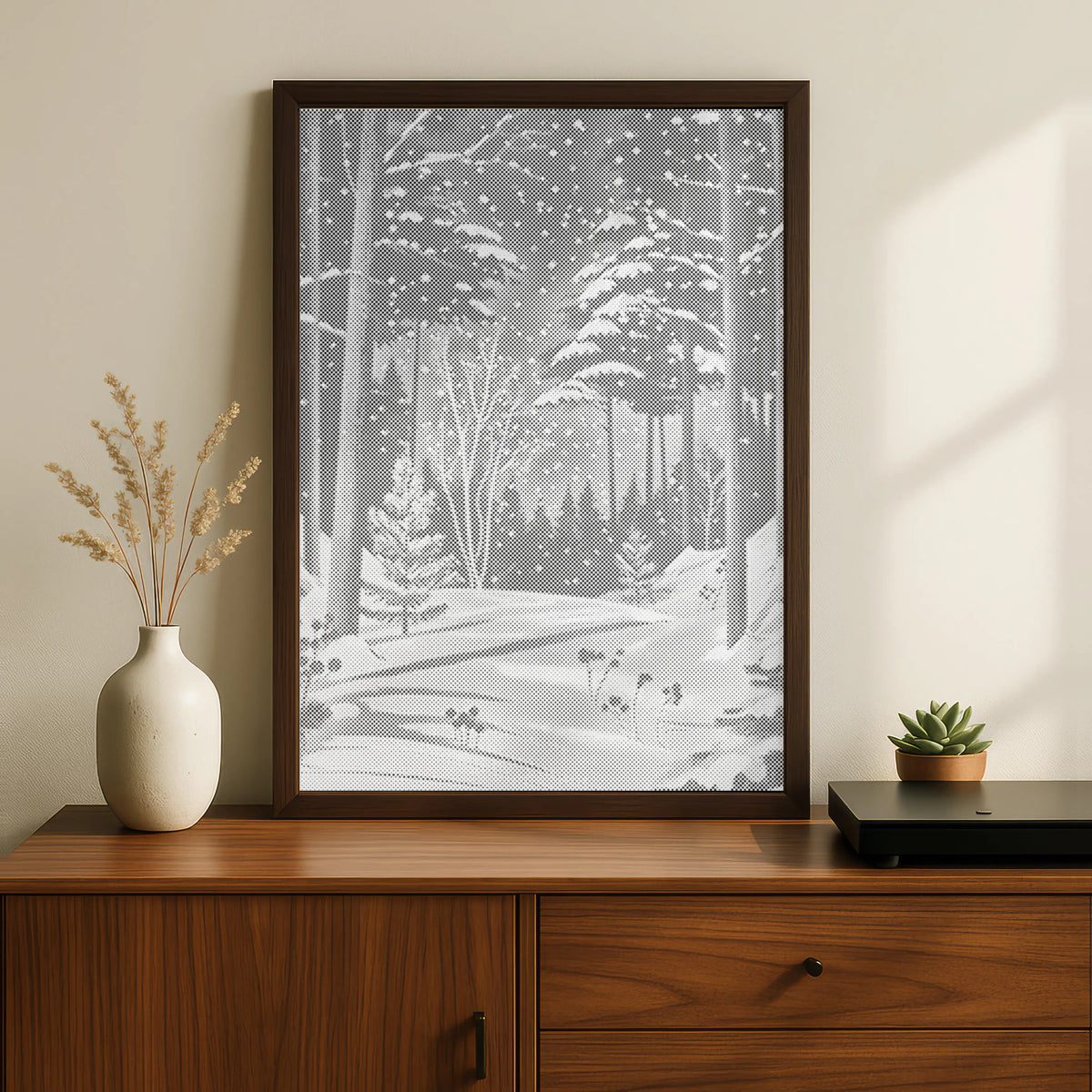Winter Forest in Snow | Dot Painting Kit finished dot painting artwork