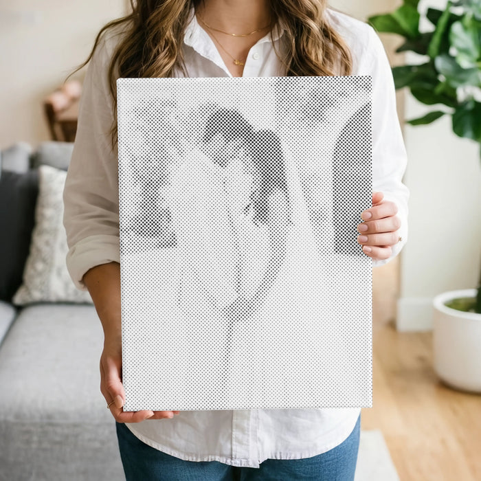 A custom dot painting for a wedding or anniversary